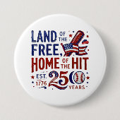 America 250 | 愛国心あふれる野球 2026年7月 缶バッジ (正面)