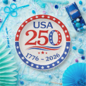 America 250 1776 2026 Patriotic USA  ペーパープレート (パーティー)