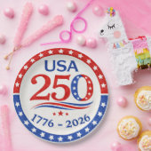 America 250 1776 2026 Patriotic USA  ペーパープレート (パーティー)