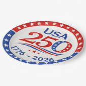 America 250 1776 2026 Patriotic USA  ペーパープレート (アングル)