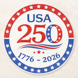 America 250 1776 2026 Patriotic USA  ラウンドペーパーコースター