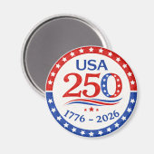 America 250 1776 2026 Patriotic USA Button マグネット (正面/裏面)