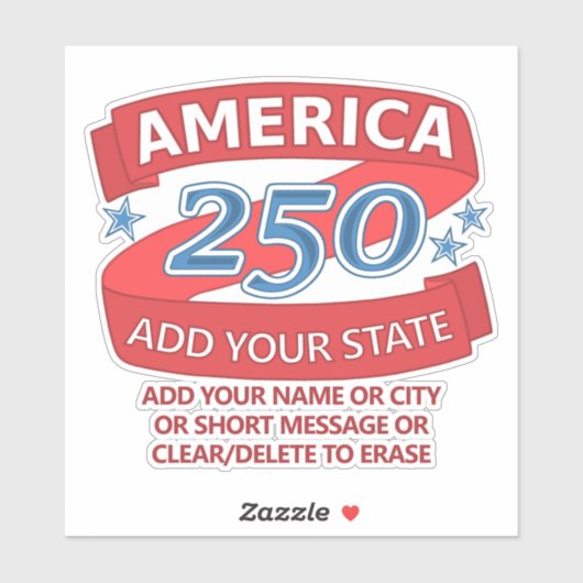 America 250 Add State And Text Patriotic Promo シール (シート)