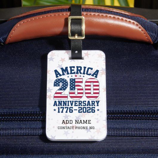 America 250 Anniversary Red & Blue Personalized ラゲッジタグ (正面インサイチュ2)