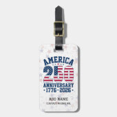 America 250 Anniversary Red & Blue Personalized ラゲッジタグ (正面縦)