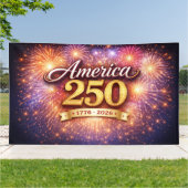 America 250 Banner with Fireworks 横断幕 (外側)