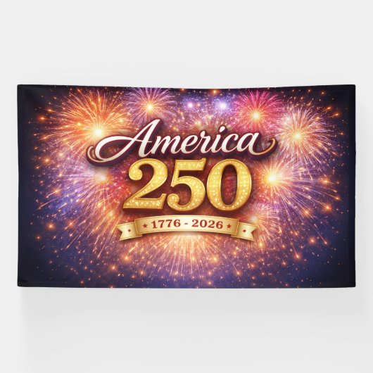 America 250 Banner with Fireworks 横断幕 (横)