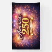 America 250 Banner with Fireworks 横断幕 (縦)