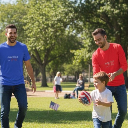 America 250 Birthday est 1776 Typography Blue Tシャツ