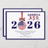 America 250 Blue Patriotic Christmas Sponsor Donor シーズンカード (正面/裏面)