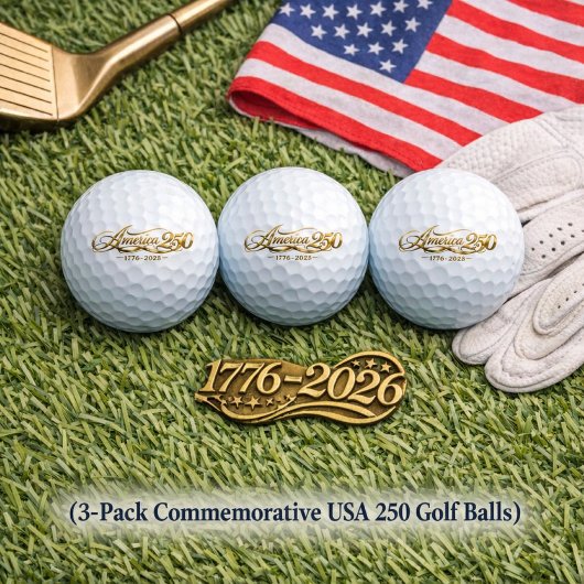 America 250 Commemorative Gold Script Golf Balls ゴルフボール