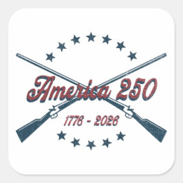 America 250 Crossed Rifles Patriotic 1776-2026 スクエアシール
