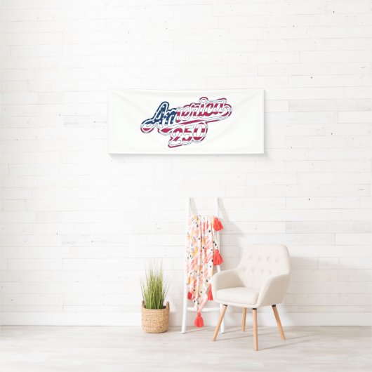America 250 Flag Script Semiquincentennial Design 横断幕 (インサイチュ)