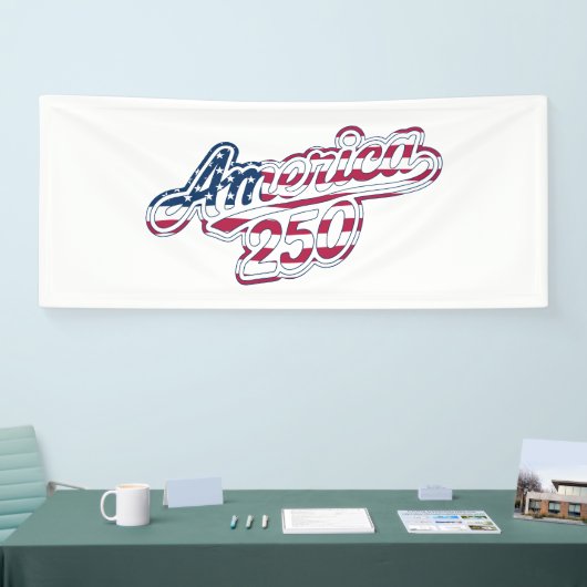 America 250 Flag Script Semiquincentennial Design 横断幕 (トレードショー)