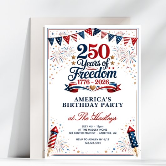 America 250 Freedoms Birthday Party 招待状