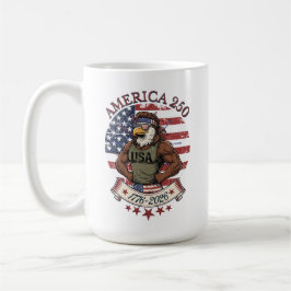 America 250 Fun Patriotic Eagle 4th of July Art コーヒーマグカップ