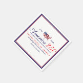 America 250 Land of Free Home Brave Blue Patriotic スタンダードカクテルナプキン (角)