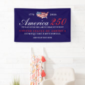 America 250 Land of Free Home Brave Patriotic Blue 横断幕 (インサイチュ)