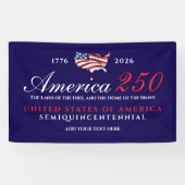 America 250 Land of Free Home Brave Patriotic Blue 横断幕 (横)