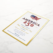 America 250 Map Semiquincentennial Patriotic Blue 箔シーズンカード (回転した状態)