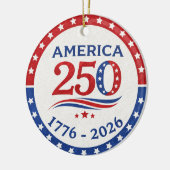 America 250 Ornament 1776–2026 Patriotic Keepsake セラミックオーナメント (左)