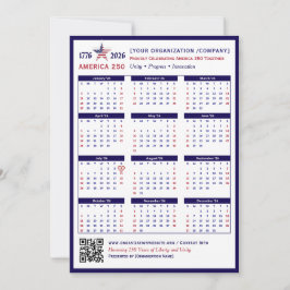 America 250 Patriotic Blue 2026 Calendar Keepsake