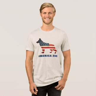 America 250 Patriotic German Shepherd Dog トライブレンドＴシャツ