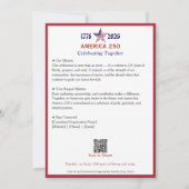 America 250 Patriotic Red 2026 Calendar Card (裏面)