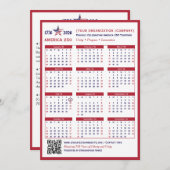 America 250 Patriotic Red 2026 Calendar Card (正面/裏面)