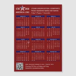 America 250 Patriotic Red 2026 Calendar Keepsake