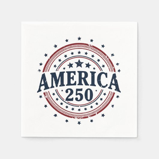 America 250 Patriotic Vintage Badge スタンダードカクテルナプキン (正面)