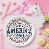 America 250 Patriotic Vintage Badge ペーパープレート (パーティー)