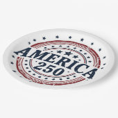 America 250 Patriotic Vintage Badge ペーパープレート (アングル)