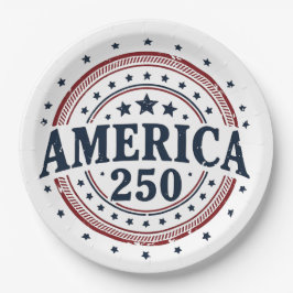 America 250 Patriotic Vintage Badge ペーパープレート
