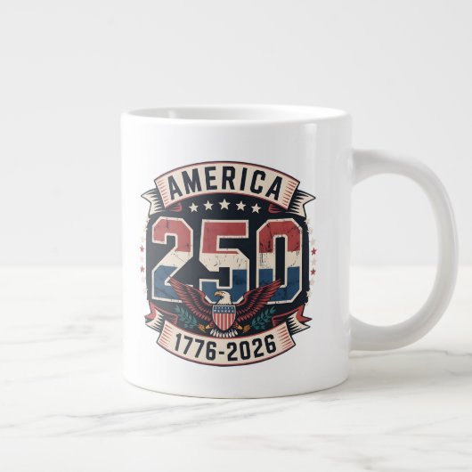 America 250 Patriotic Vintage Design Tri-Blend ジャンボコーヒーマグカップ (右)