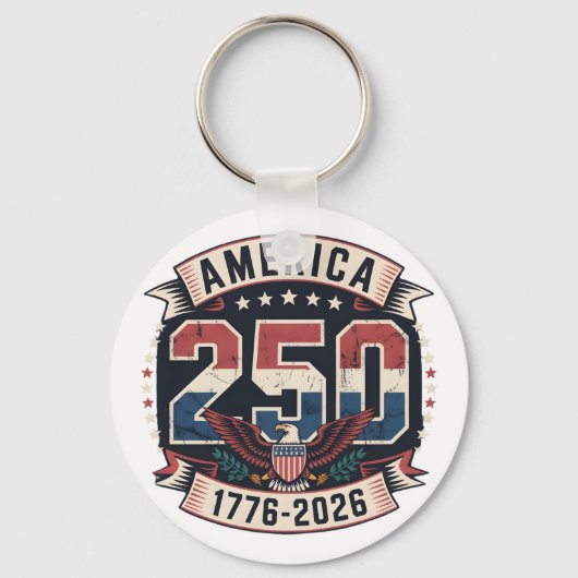 America 250 Patriotic  Vintage Style Design キーホルダー (正面)