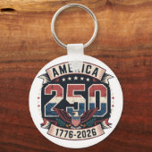 America 250 Patriotic  Vintage Style Design キーホルダー (裏面)