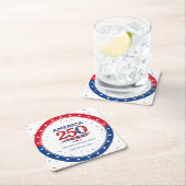 AMERICA 250 - Personalized Reunion Red White Blue スクエアペーパーコースター (インサイチュ)