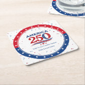 AMERICA 250 - Personalized Reunion Red White Blue スクエアペーパーコースター (アングル)