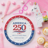 AMERICA 250 - Personalized Reunion Red White Blue ペーパープレート (パーティー)