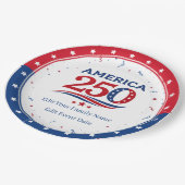 AMERICA 250 - Personalized Reunion Red White Blue ペーパープレート (アングル)