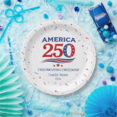 AMERICA 250 - Personalized Reunion Red White Blue ペーパープレート (パーティー)