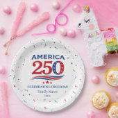 AMERICA 250 - Personalized Reunion Red White Blue ペーパープレート (パーティー)