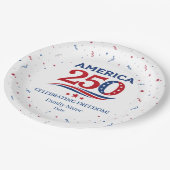 AMERICA 250 - Personalized Reunion Red White Blue ペーパープレート (アングル)