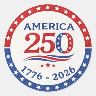 America 250 Semiquincentennial Patriotic Logo 1776 ラウンドシール