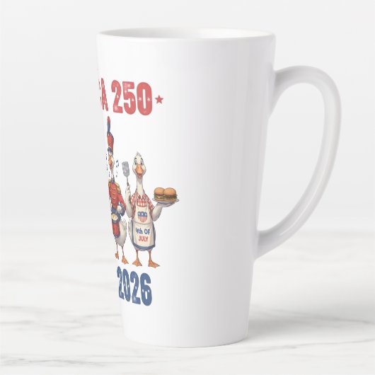America 250 Silly Geese Funny Patriotic Coffee Mug カフェラテマグ (右)