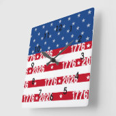 America 250 Stars & Stripes 1776 2026 Numbers スクエア壁時計 (傾斜)
