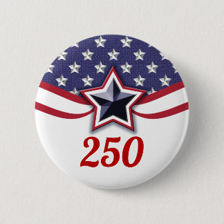 America 250 Stars Stripes Design 缶バッジ