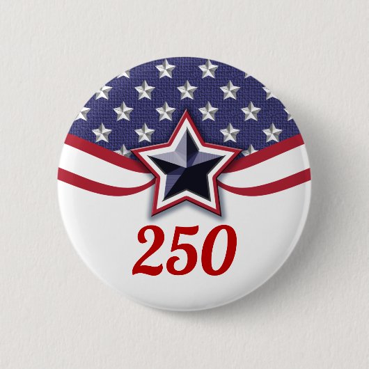 America 250 Stars Stripes Design 缶バッジ (正面)