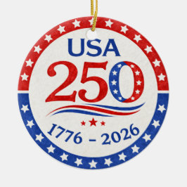 America 250 Sticker 1776 2026 Patriotic USA セラミックオーナメント